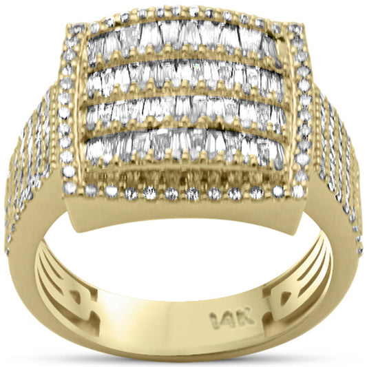 Muse Jewelry 1.97ct G SI 14K Yellow Gold Baguette & Round Diamond Men's Ring Size 10