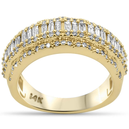 Muse Jewelry 1.47ct G SI 14K Yellow Gold Round & Baguette Diamond Men's Band Ring Size 10