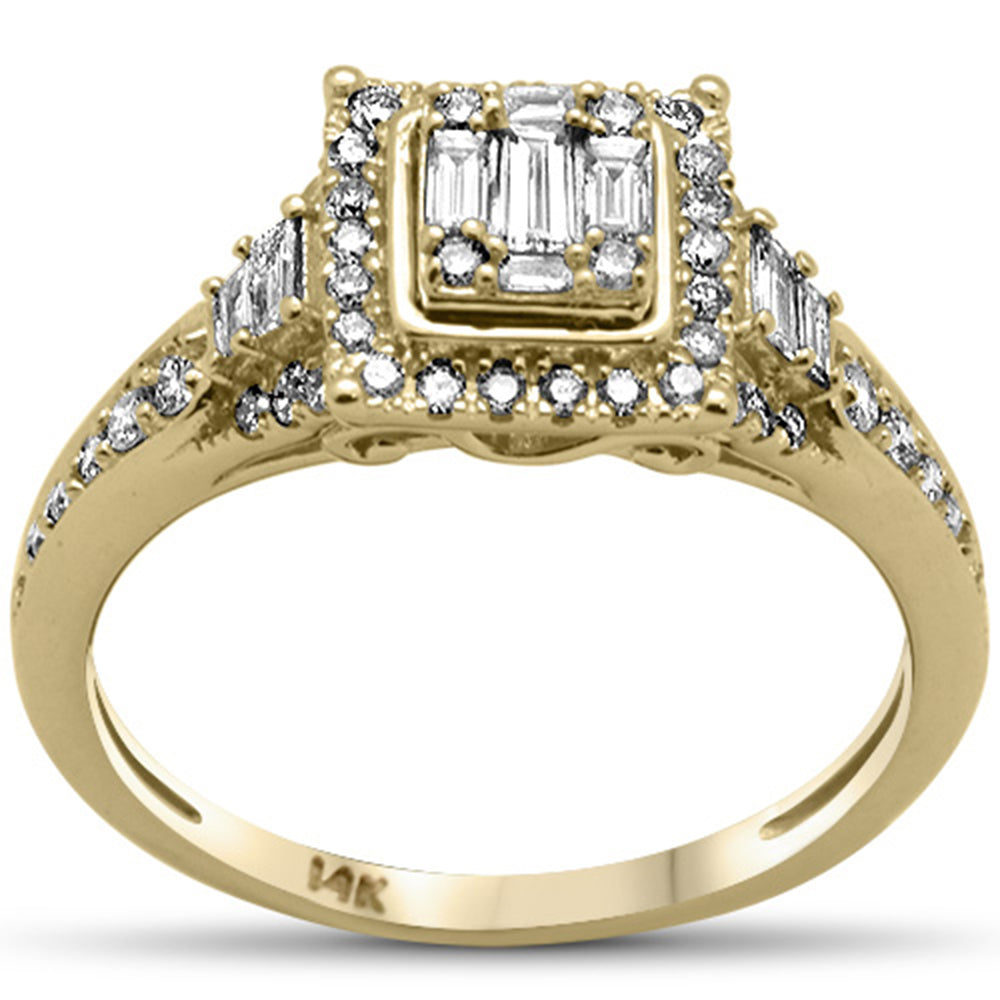 Muse Jewelry .55ct G SI 14K Yellow Gold Round & Baguette Diamond Engagement Ring Size 6.5