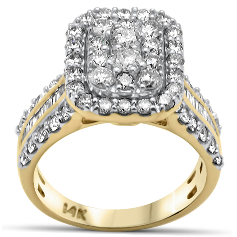 Muse Jewelry 2.08ct G SI 14K Yellow Gold Round & Baguette Diamond Engagement Ring Size 6.5