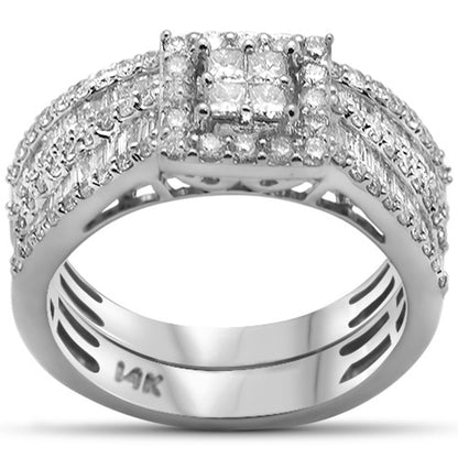 Muse Jewelry 1.30ct G SI 14K White Gold Round & Baguette Diamond Engagement Ring Set Size 6.5