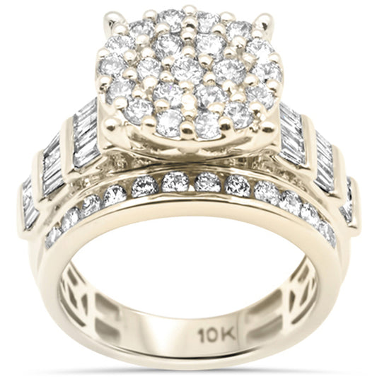 Muse Jewelry 1.97ct G SI 10K Yellow Gold Diamond Round & Baguette Ring Size 6.5