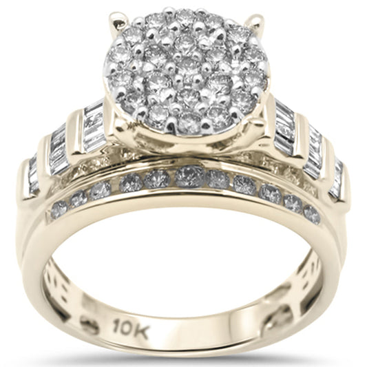 Muse Jewelry 1.02ct G SI 10K Yellow Gold Diamond Round & Baguette Ring Size 6.5