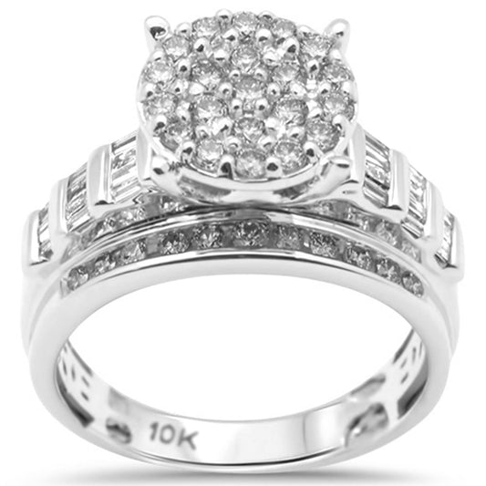 Muse Jewelry 1.06ct G SI 10K White Gold Diamond Round & Baguette Ring Size 6.5