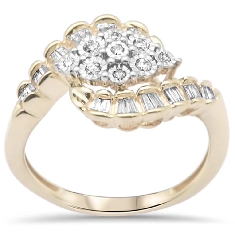 Muse Jewelry .26ct G SI 14K Yellow Gold Diamond Round & Baguette Ring Size 6.5