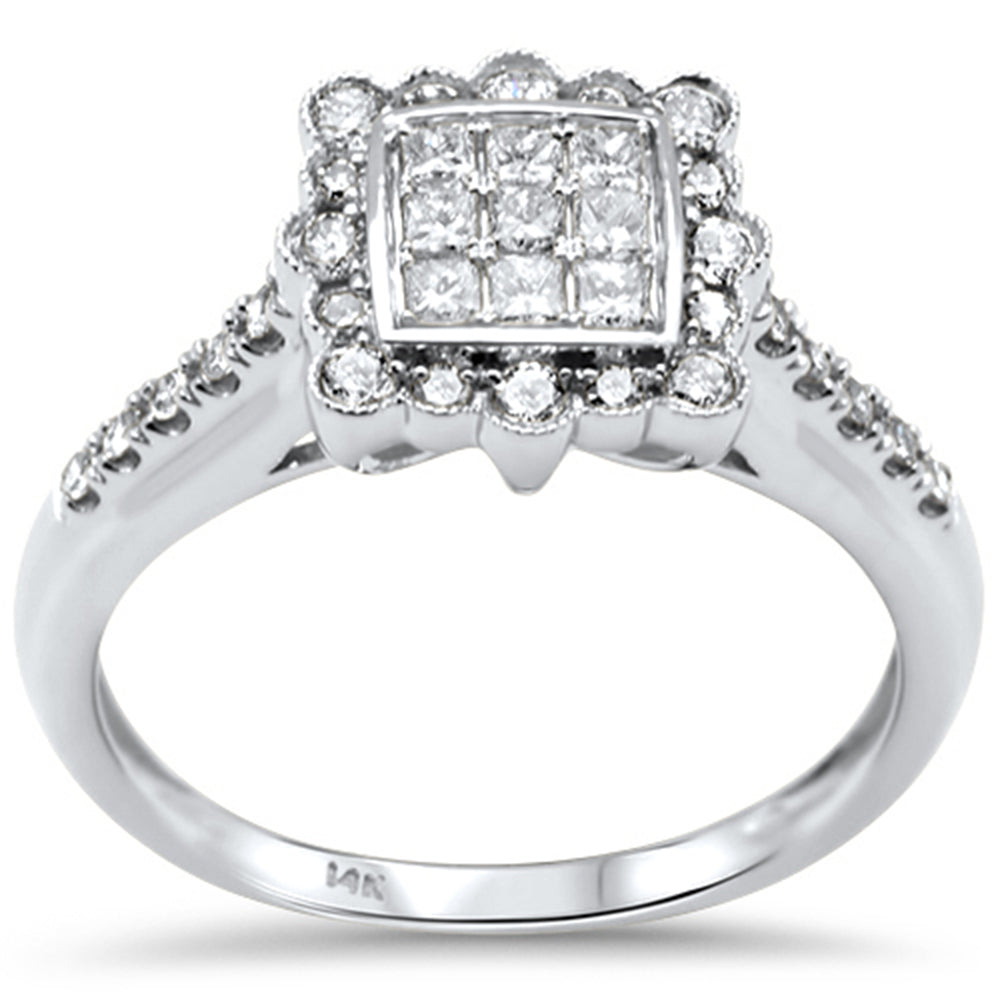 Muse Jewelry .48ct G SI 14K White Gold Diamond Princess & Round Cut Diamond Ring Size 6.5