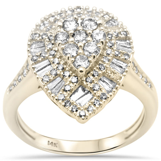 Muse Jewelry 1.00ct G SI 14K Yellow Gold Diamond Pear Shaped Round & Baguette Ring Size 6.5