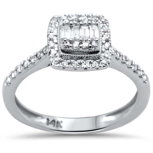 Muse Jewelry .38ct G SI 14K White Gold Diamond Round & Baguette Engagement Ring Size 6.5