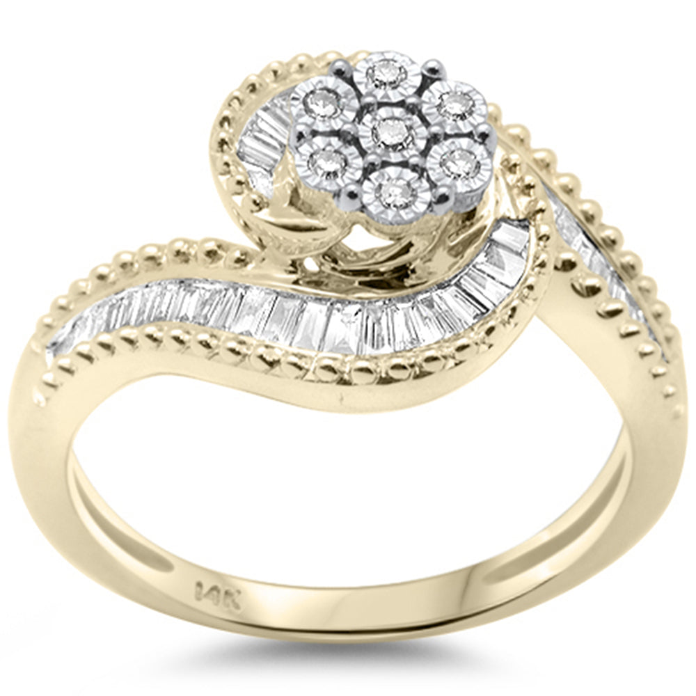 Muse Jewelry .34ct G SI 14K Yellow Gold Diamond Round & Baguette Ring Size 6.5