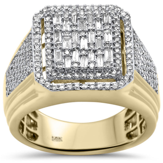 Muse Jewelry 1.40ct G SI 14K Yellow Gold Diamond Round & Baguette Men's Ring Size 10