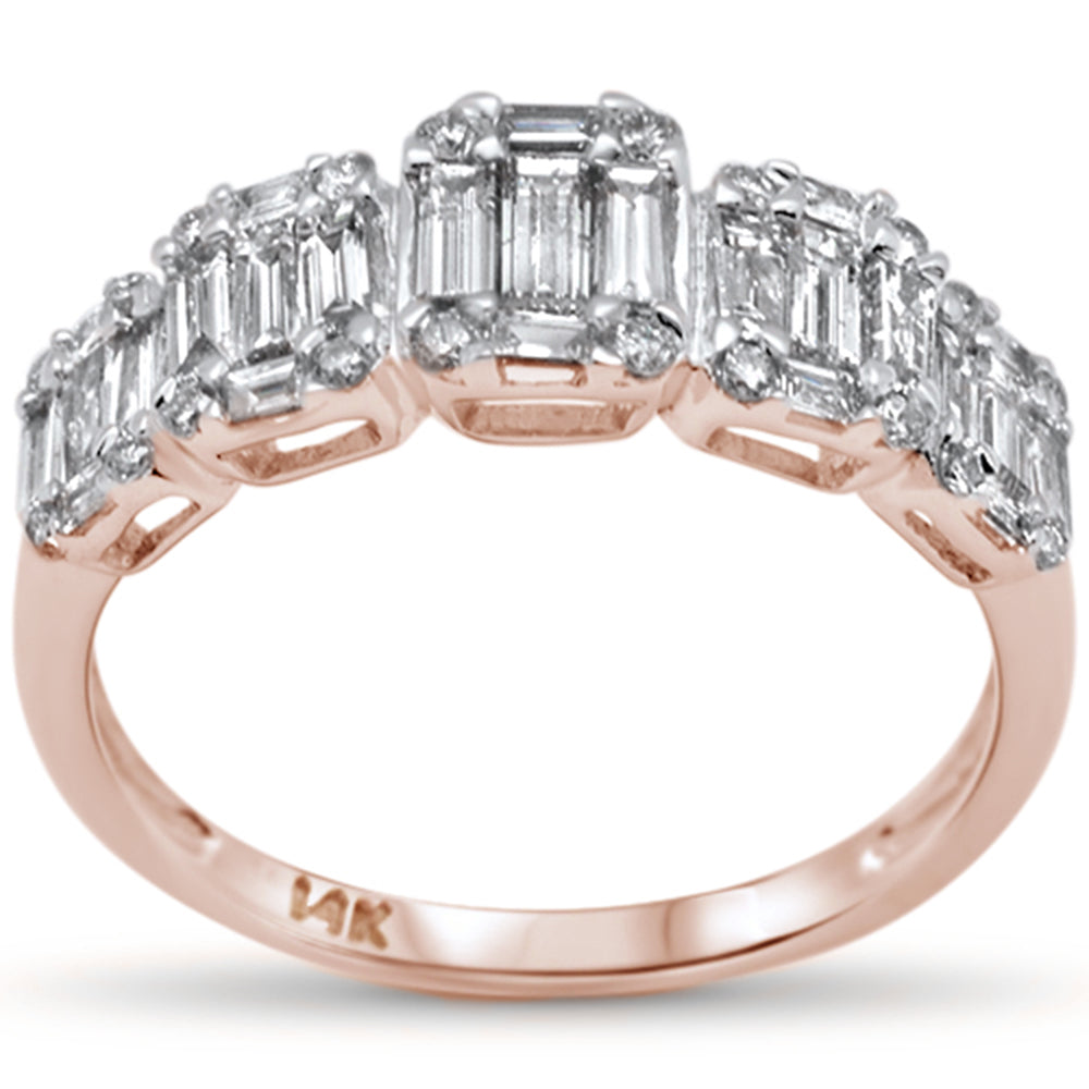 Muse Jewelry .86ct G SI 14K Rose Gold Diamond Round & Baguette Engagement Ring Size 6.5