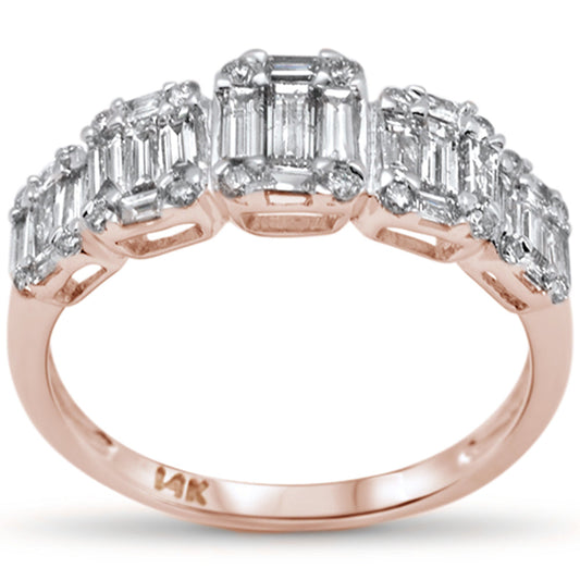 Muse Jewelry .86ct G SI 14K Rose Gold Diamond Round & Baguette Engagement Ring Size 6.5