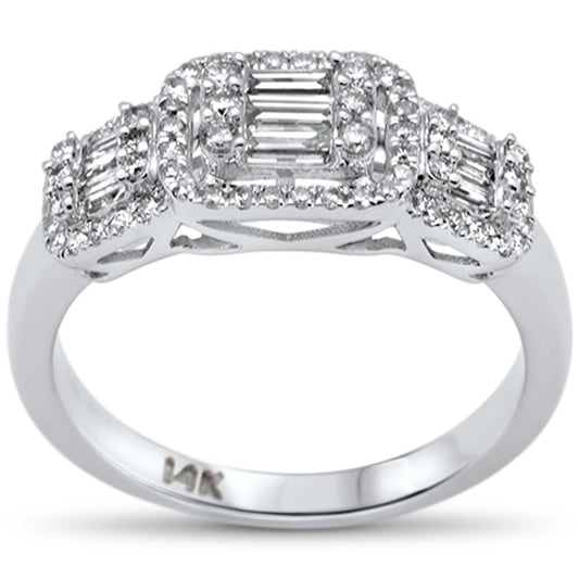 Muse Jewelry .58ct G SI 14K White Gold Diamond Round & Baguette Engagement Ring Size 6.5