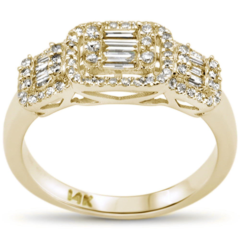 Muse Jewelry .57ct G SI 14K Yellow Gold Diamond Round & Baguette Engagement Ring Size 6.5