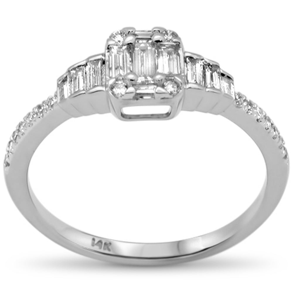 Muse Jewelry .49ct G SI 14K White Gold Diamond Round & Baguette Engagement Ring Size 6.5