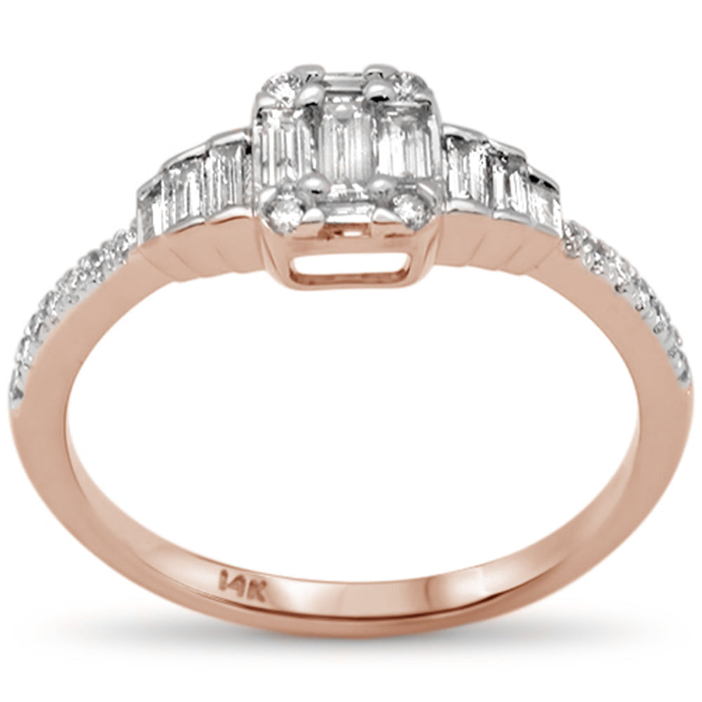 Muse Jewelry .47ct G SI 14K Rose Gold Diamond Round & Baguette Engagement Ring Size 6.5