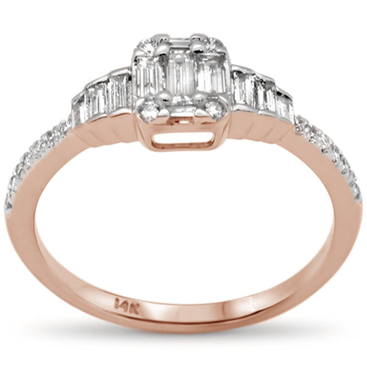 Muse Jewelry .47ct G SI 14K Rose Gold Diamond Round & Baguette Engagement Ring Size 6.5