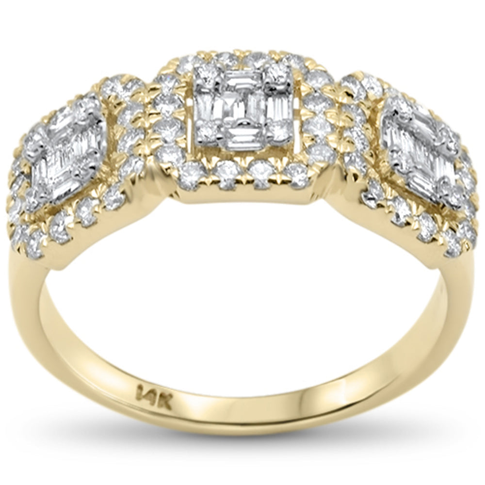 Muse Jewelry 1.18ct G SI 14K Yellow Gold Diamond Round & Baguette Engagement Ring Size 6.5