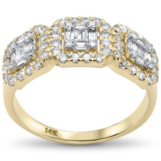 Muse Jewelry 1.18ct G SI 14K Yellow Gold Diamond Round & Baguette Engagement Ring Size 6.5