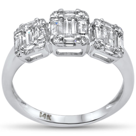 Muse Jewelry .97ct G SI 14K White Gold Diamond Round & Baguette Engagement Ring Size 6.5