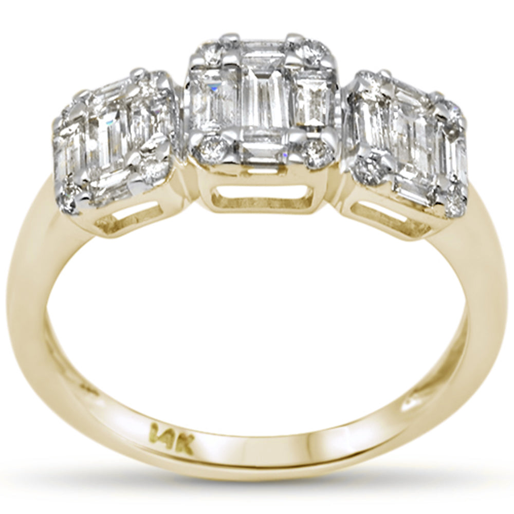 Muse Jewelry 1.00ct G SI 14K Yellow Gold Diamond Round & Baguette Engagement Ring Size 6.5