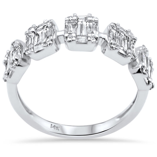 Muse Jewelry .86ct G SI 14K White Gold Diamond Round & Baguette Ring Size 6.5