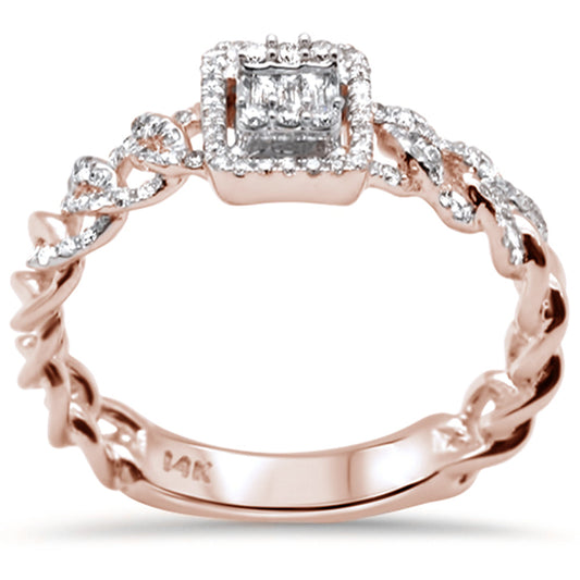 Muse Jewelry .29ct G SI 14K Rose Gold Diamond Round & Baguette Ring