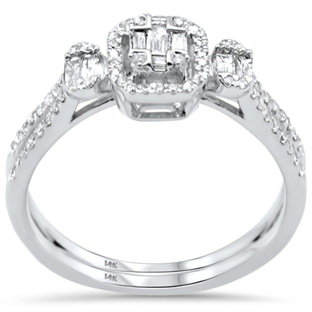 Muse Jewelry .41ct G SI 14K White Gold Diamond Round & Baguette Ring