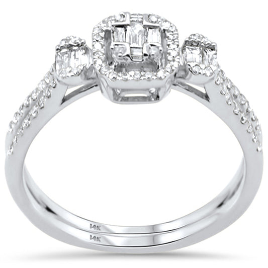 Muse Jewelry .41ct G SI 14K White Gold Diamond Round & Baguette Ring