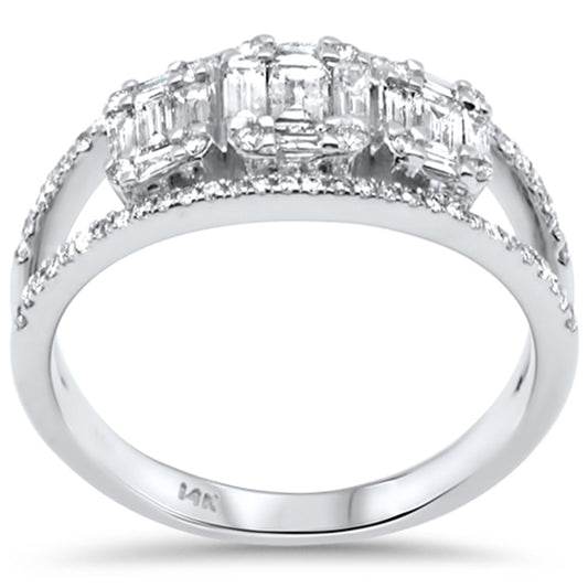 Muse Jewelry .71ct G SI 14K White Gold Diamond Round & Baguette Ring