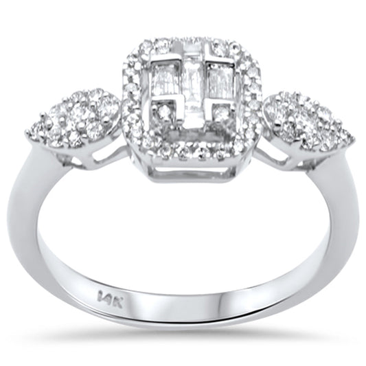 Muse Jewelry .48ct G SI 14K White Gold Diamond Round & Baguette Engagement Ring