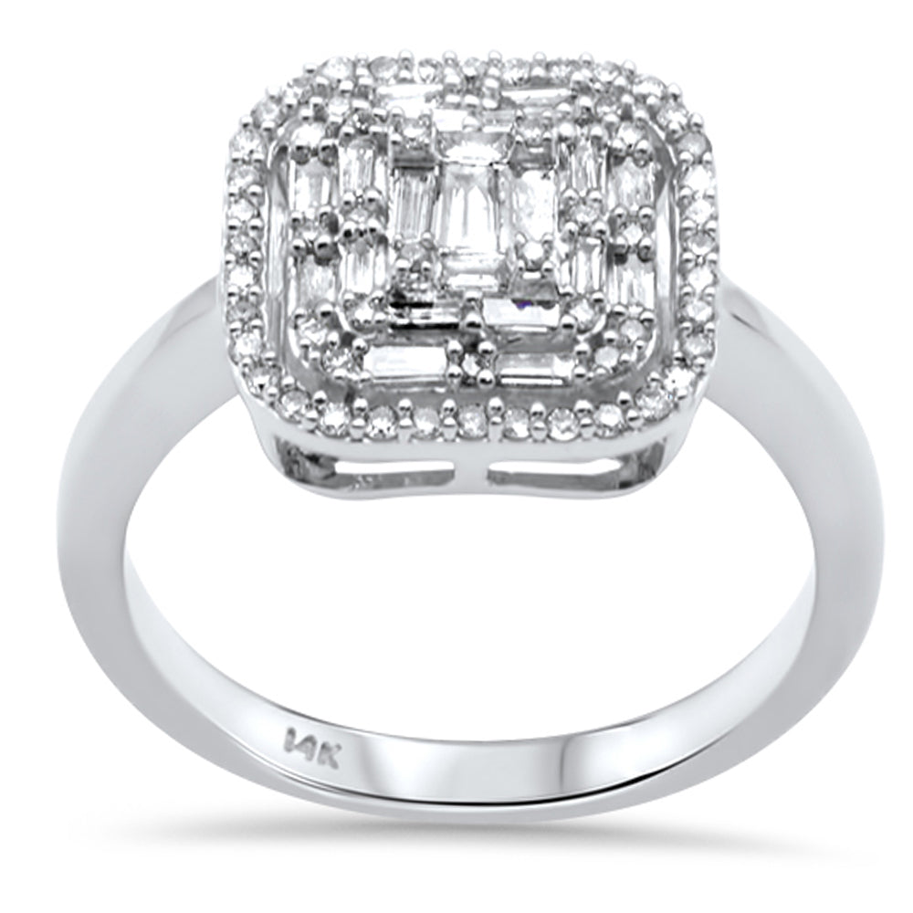 Muse Jewelry .47ct G SI 14K White Gold Diamond Round & Baguette Engagement Ring Size 6.5