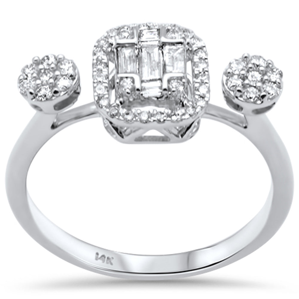 Muse Jewelry .41ct G SI 14K White Gold Diamond Round & Baguette Diamond Engagement Ring