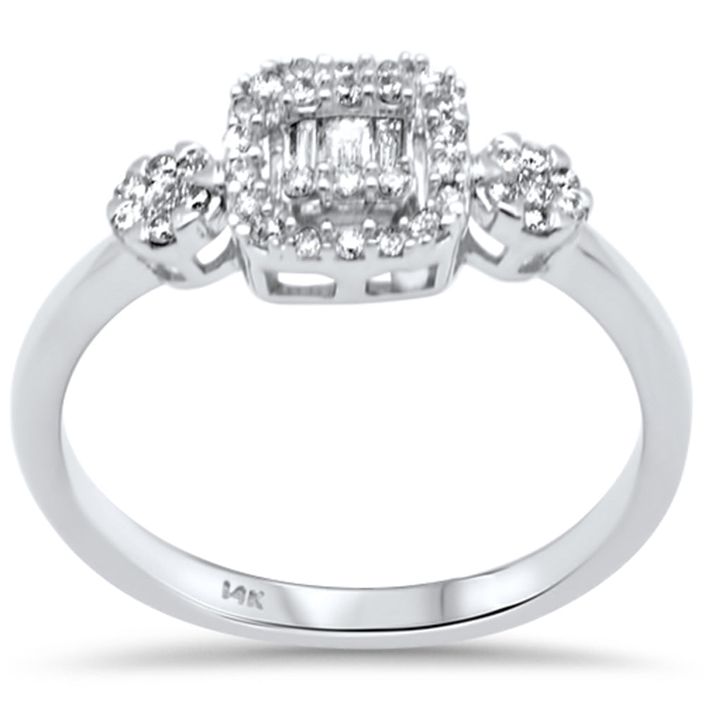 Muse Jewelry .28ct G SI 14K White Gold Diamond Round & Baguette Diamond Engagement Ring