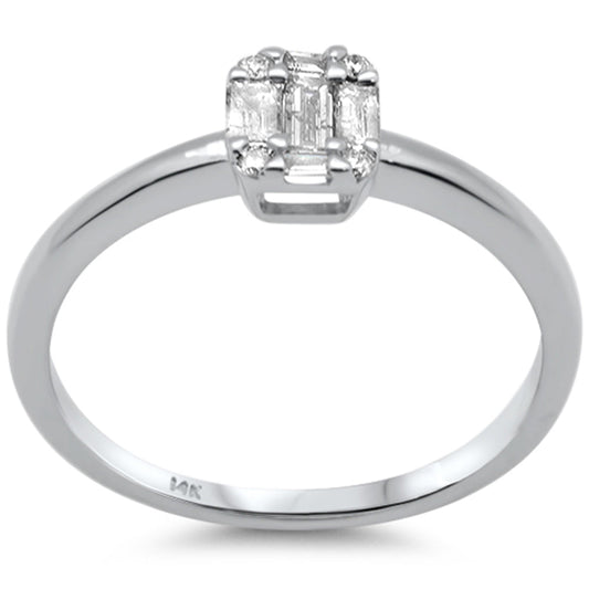 Muse Jewelry .25ct G SI 14K White Gold Round & Baguette Diamond Engagement Ring