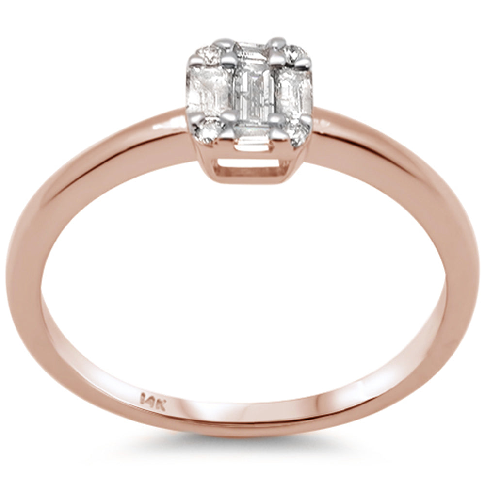 Muse Jewelry .26ct G SI 14K Rose Gold Round & Baguette Diamond Engagement Ring