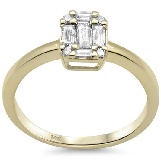 Muse Jewelry .38ct G SI 14K Yellow GoldRound & Baguette Diamond Engagement Ring