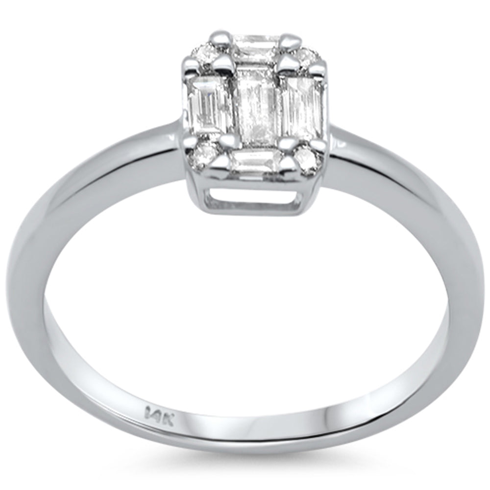 Muse Jewelry .38ct G SI 14K White Gold Round & Baguette Diamond Engagement Ring