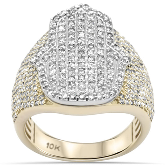 Muse Jewelry 2.16ct G SI 10K Two Tone Gold Hamsa Hip Hop Men's Diamond Ring Band Size 10