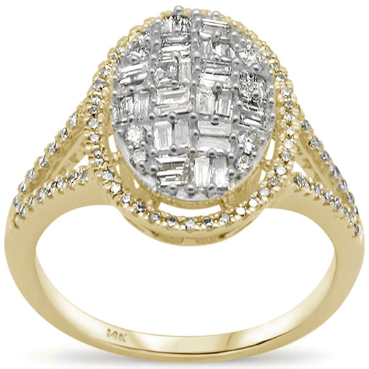 Muse Jewelry .62ct G SI 14K Yellow Gold Oval Shaped Round & Baguette Diamond Engagement Ring