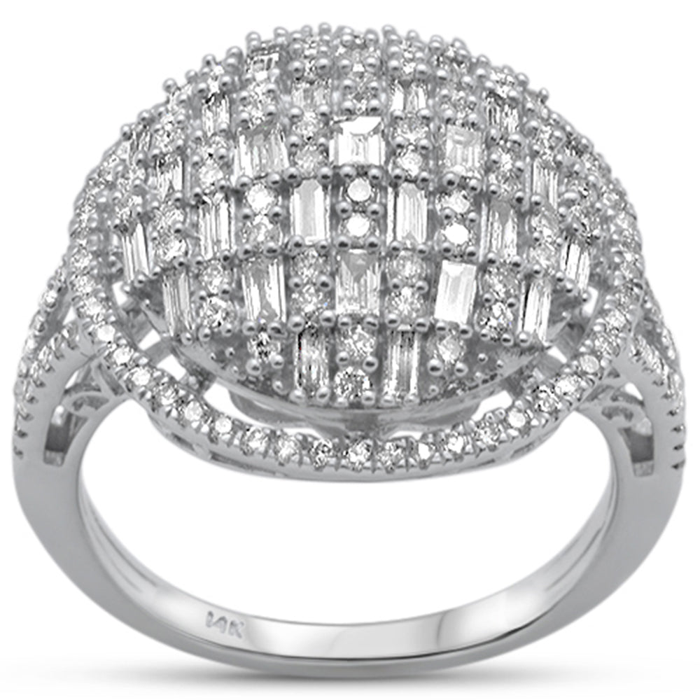 Muse Jewelry 1.04ct G SI 14K White Gold Round & Baguette Diamond Engagement Ring