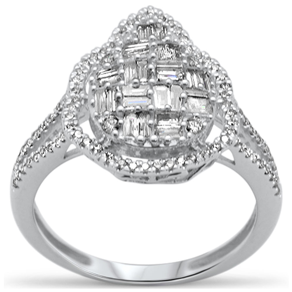 Muse Jewelry .73ct G SI 14K White Gold Round & Baguette Diamond Engagement Ring