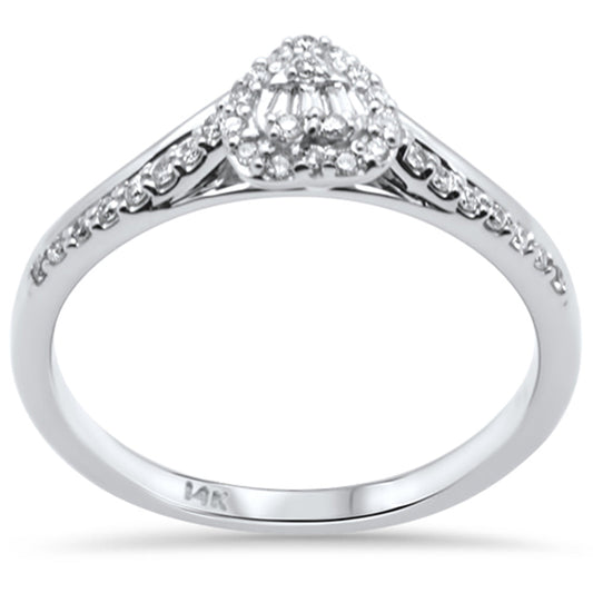 Muse Jewelry .17ct G SI 14K White Gold Heart Shaped Round & Baguette Diamond Engagement Ring