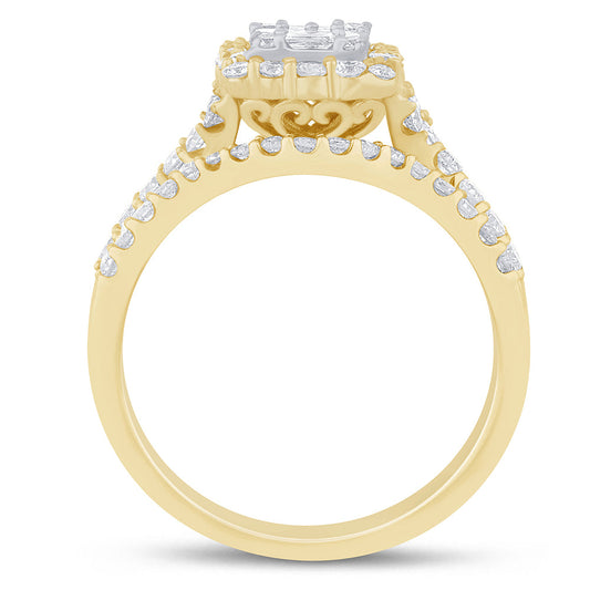 Muse Jewelry .99ct G SI 14K Yellow Gold Round & Baguette Diamond Engagement Ring