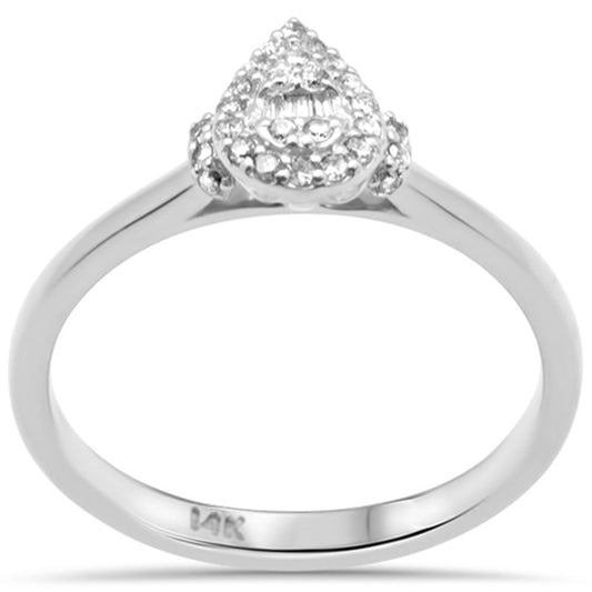 Muse Jewelry .16ct G SI 14K White Gold Heart Shaped Round & Baguette Diamond Engagement Ring