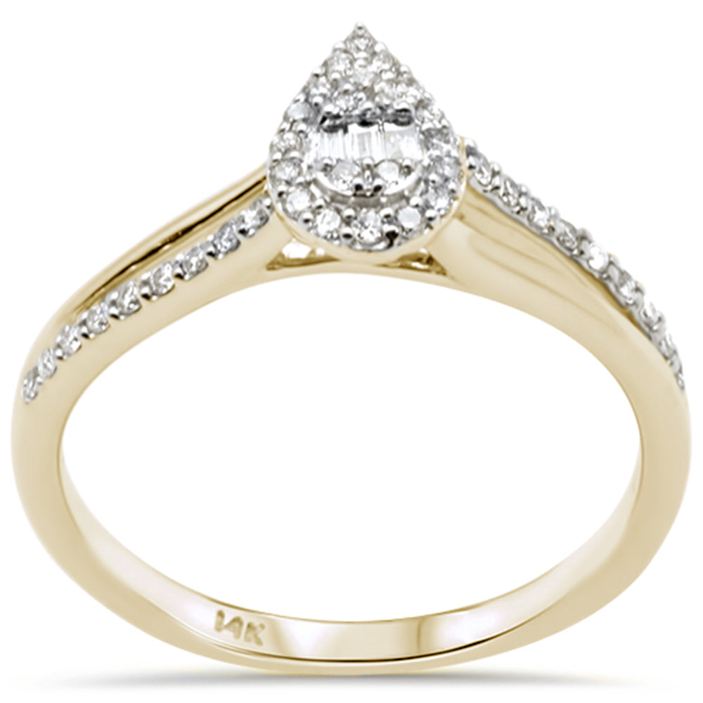 Muse Jewelry .20ct G SI 14K Yellow Gold Round & Baguette Diamond Engagement Ring