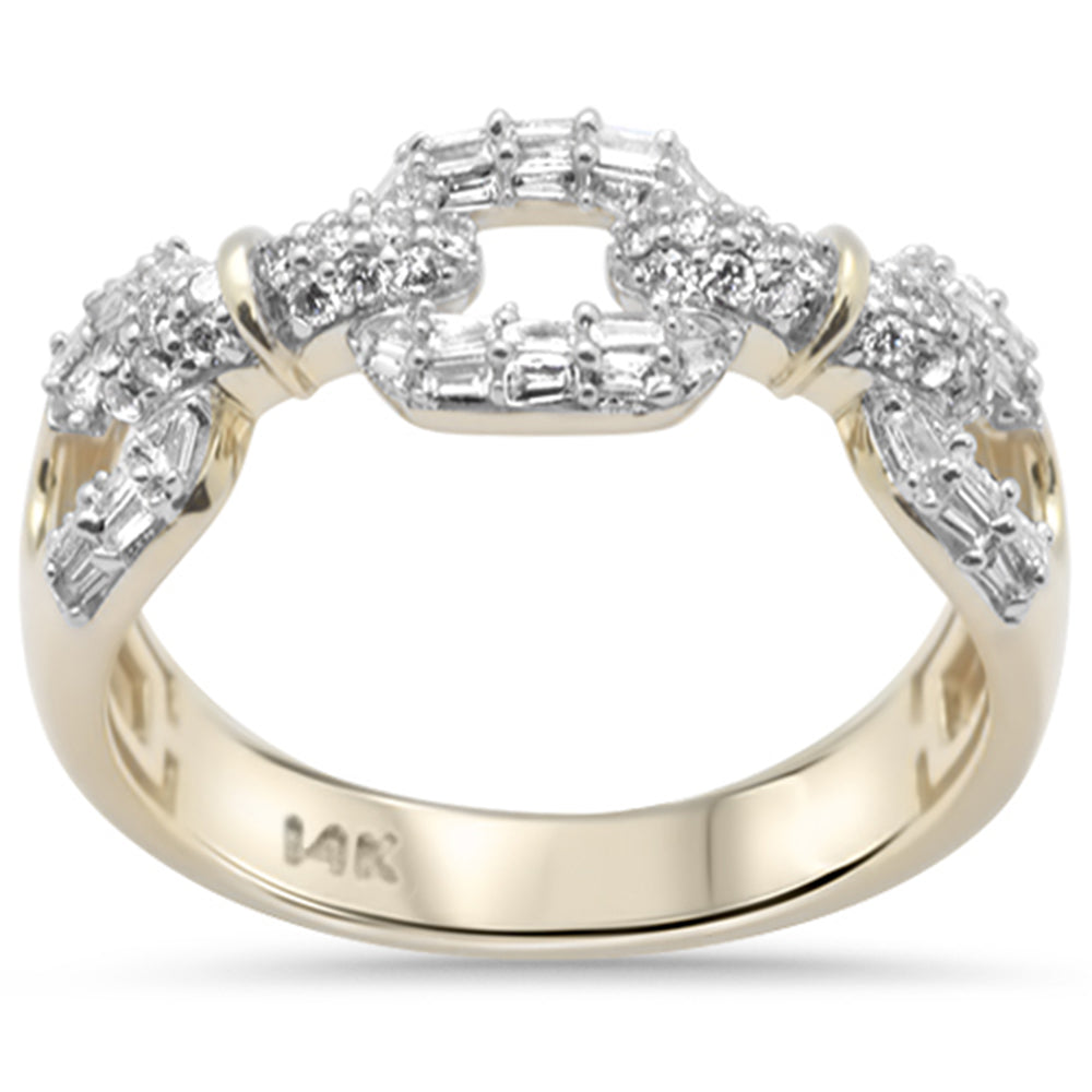 Muse Jewelry .68ct G SI 14K Yellow Gold Cuban Round & Baguette Diamond Men's Ring Band