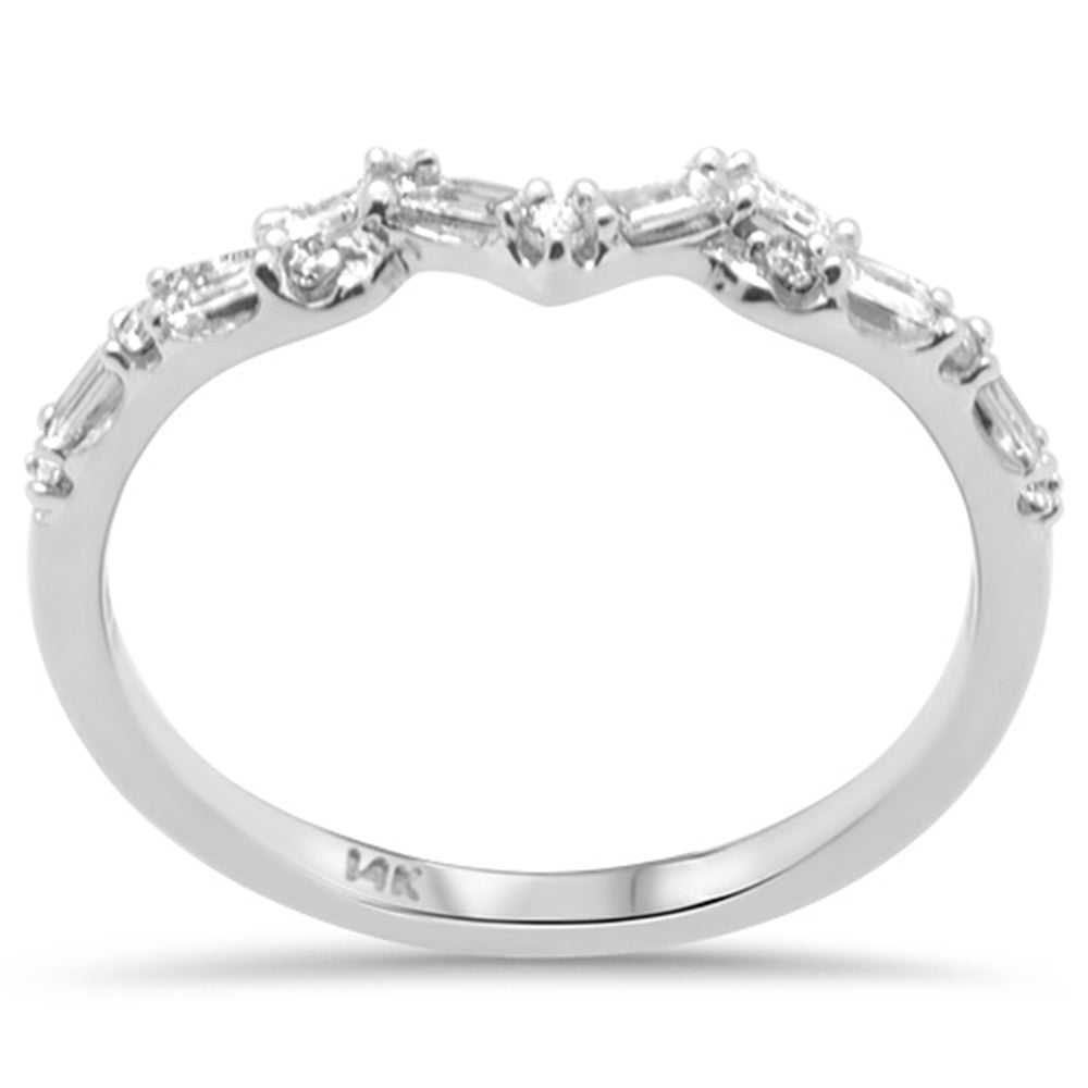 Muse Jewelry .20ct G SI 14K White Gold Round & Baguette Diamond Engagement Ring Band