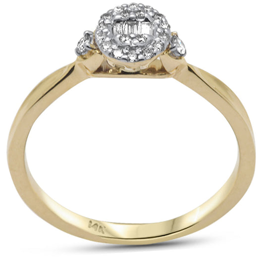 Muse Jewelry .16ct G SI 14K Yellow Gold Round & Baguette Diamond Engagement Ring