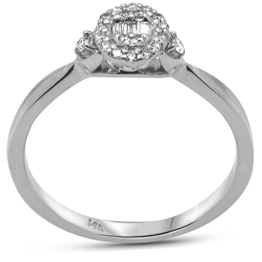 Muse Jewelry .16ct G SI 14K White Gold Round & Baguette Diamond Engagement Ring